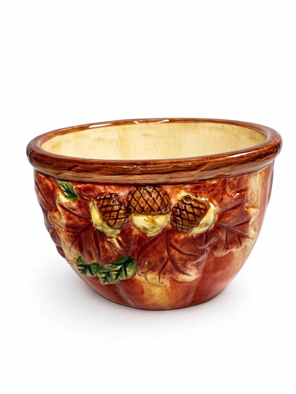 Certified International Susan Winget Burgundy Oak Leaf Acorn Ceramic Bowl